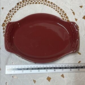 Lingaberger Woven Traditions Elegant Red Ceramic Serving Platter